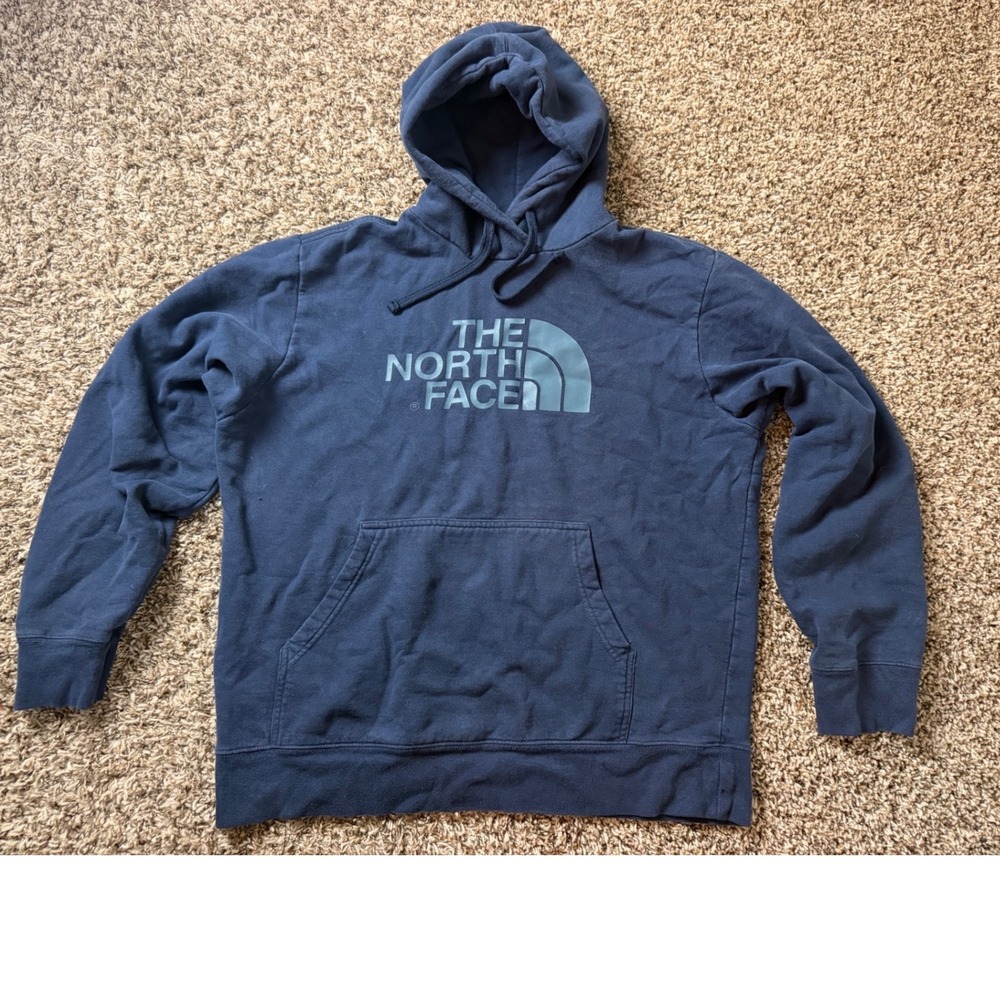 The North Face Mens Navy Blue Logo Pullover Hoodie Sweatshirt Large